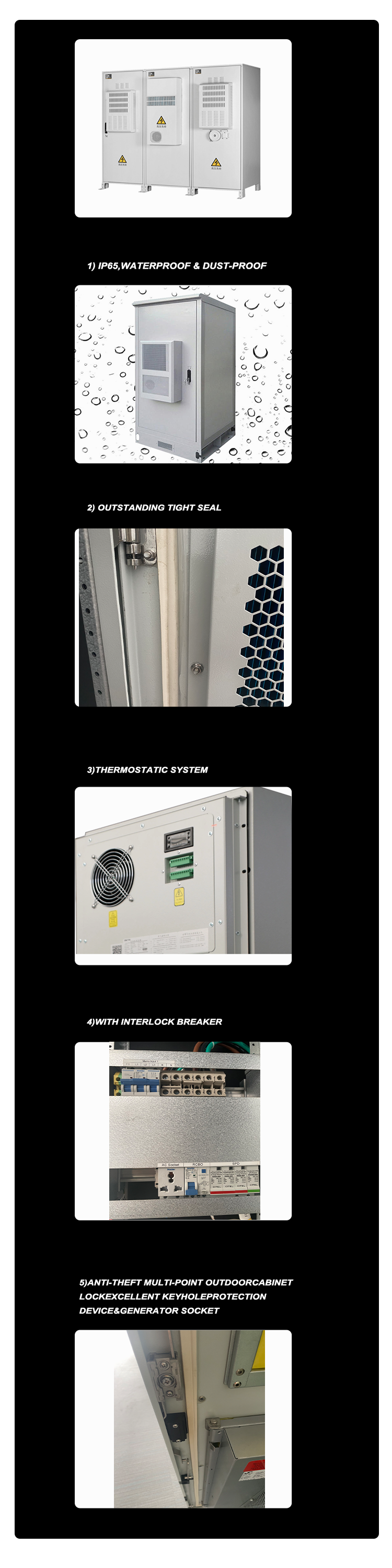 IP55 UPS 10KVA 15KVA 20KVA 30KVA 50KVA 80KVA 3-phase Power Supply System Outdoor Cabinet Telecom Wit(图3)